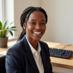 Portrait of Mara Okonjo, keyboard reviewer