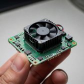Single-board computer with an active cooler attached